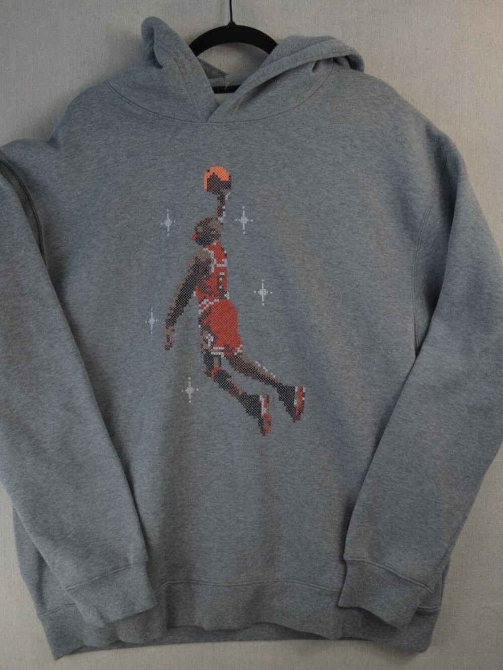 Jordan Mens Gray Hoodie Jumpman Essential Graphic Fleece Long Sleeve